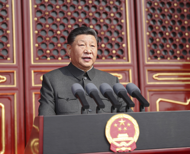10月1日上午，慶祝中華人民共和國成立70周年大會在北京天安門廣場隆重舉行。中共中央總書記、國家主席、中央軍委主席習近平發(fā)表重要講話。